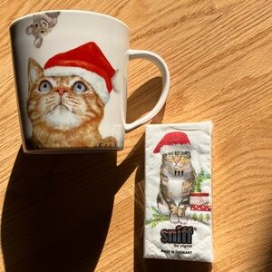 Festive Cat Mug with Santa Hat